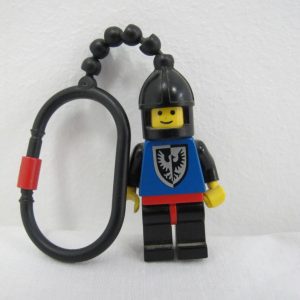 Keychain minifigure knight blue attire Black Falcomn