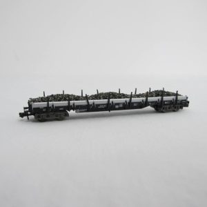 Flat car with side boards and stanchions, type Res 686, 4-axle, silver, load: ballast - Image 2