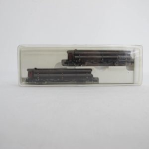 Car set with two platform cars, type SSw 07, each 4-axle, black, loaded with tubes (aged) - Image 12