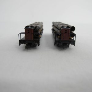 Car set with two platform cars, type SSw 07, each 4-axle, black, loaded with tubes (aged) - Image 7