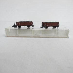 Wagon set, with two open goods wagons, type/model Om 12, each 2-axle, brown, load: real coal