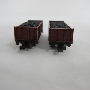 Wagon set, with two open goods wagons, type/model Om 12, each 2-axle, brown, load: real coal - Image 3