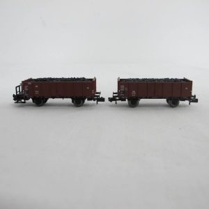 Wagon set, with two open goods wagons, type/model Om 12, each 2-axle, brown, load: real coal - Image 5