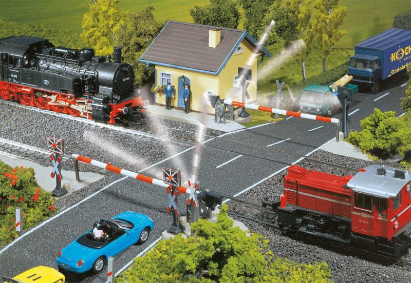 Gated railway crossing