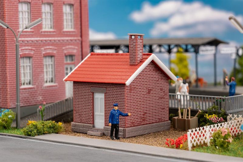 Railway shack with railway attendant