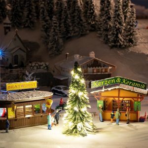 2 Christmas market stalls with lighting