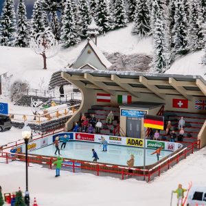 Artificial ice rink with moving figure
