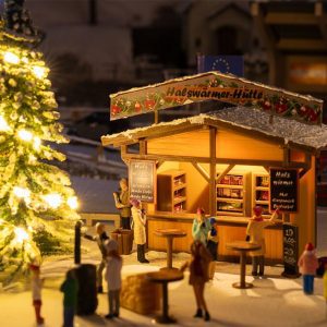 2 Christmas market stalls with moving figures - Image 11