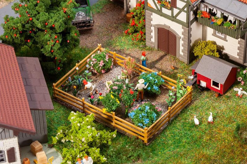Ornamental garden with flowers and bushes