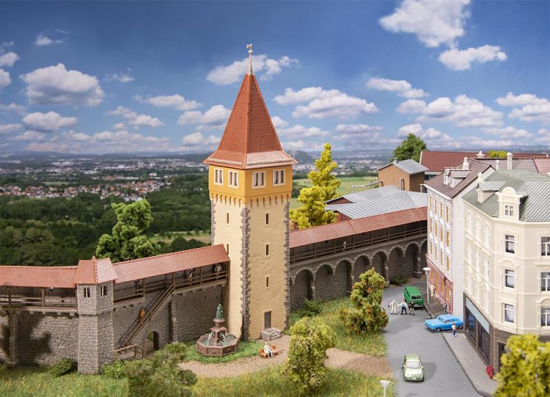 Old town wall set town tower