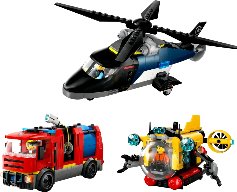 LEGO City 60462 Helicopter, Fire Truck & Submarine Remix