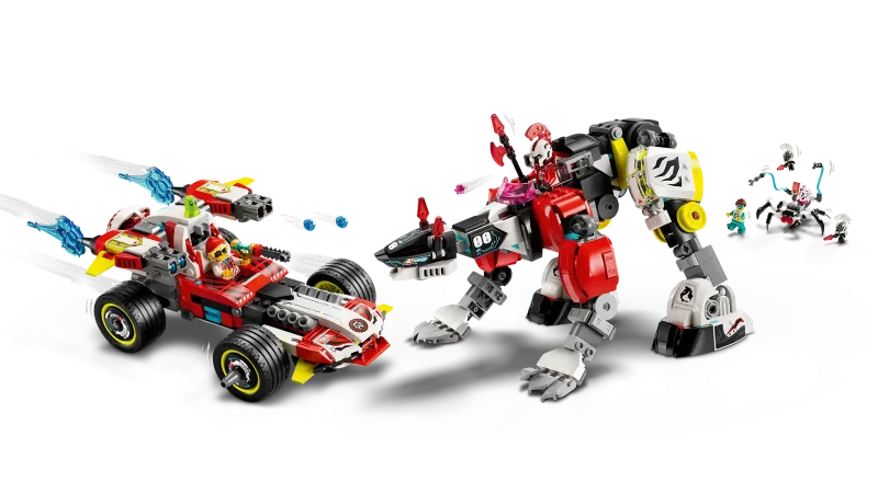 LEGO Dreamzzz 71497 Cooper's Tiger Mech & Zero's Hot Rod Car