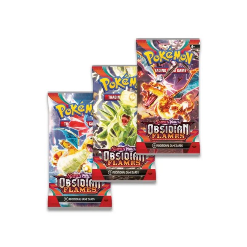 186-85378 Pokemon TCG: 3 Scalet & Violet Obsidan Flames Booster & Houndstone Card